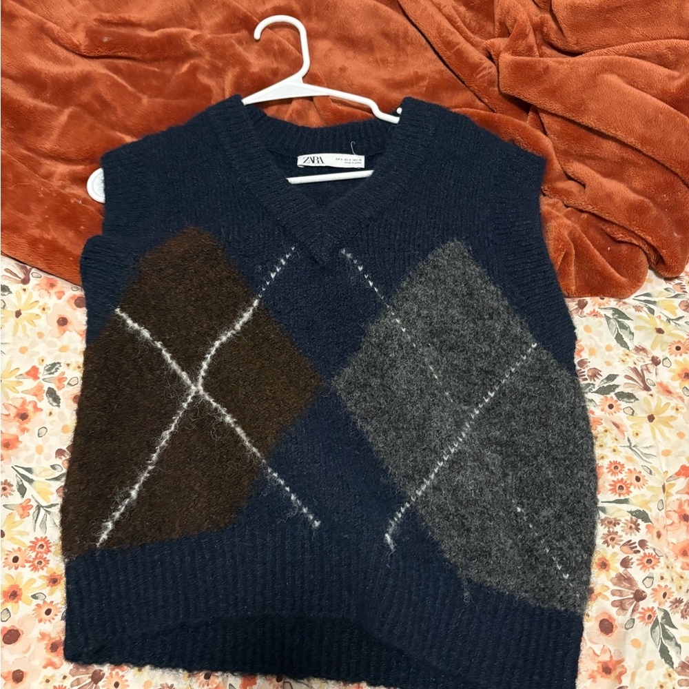 Zara Navy Knit Sweater Vest